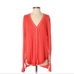 ANTHROPOLOGIE XS Left of Center coral cardigan